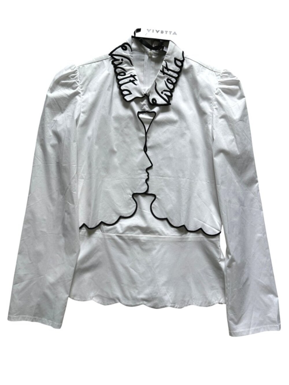 NWT Vivetta Bratislava Poplin Cotton Blouse White Whimsical Scalloped Top IT 40 - Picture 5 of 13